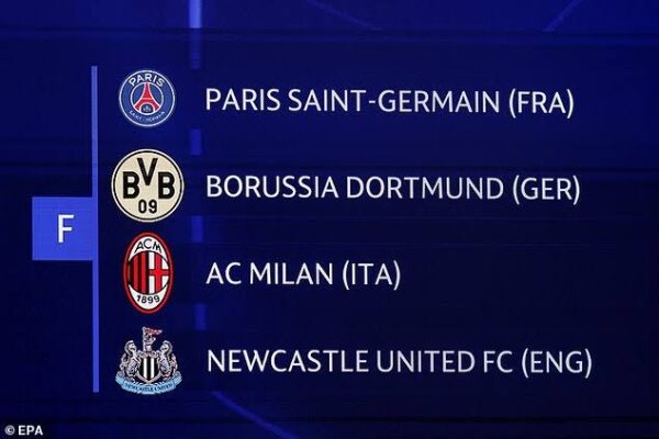 Di isi PSG, Milan, Dortmund, Newcastle, Grup F Jadi Grup Neraka di Liga Champions 2023/2024