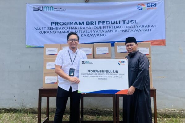 BRI BO Karawang Salurkan 2.000 Paket Sembako ke Yayasan Al Mu’awanah